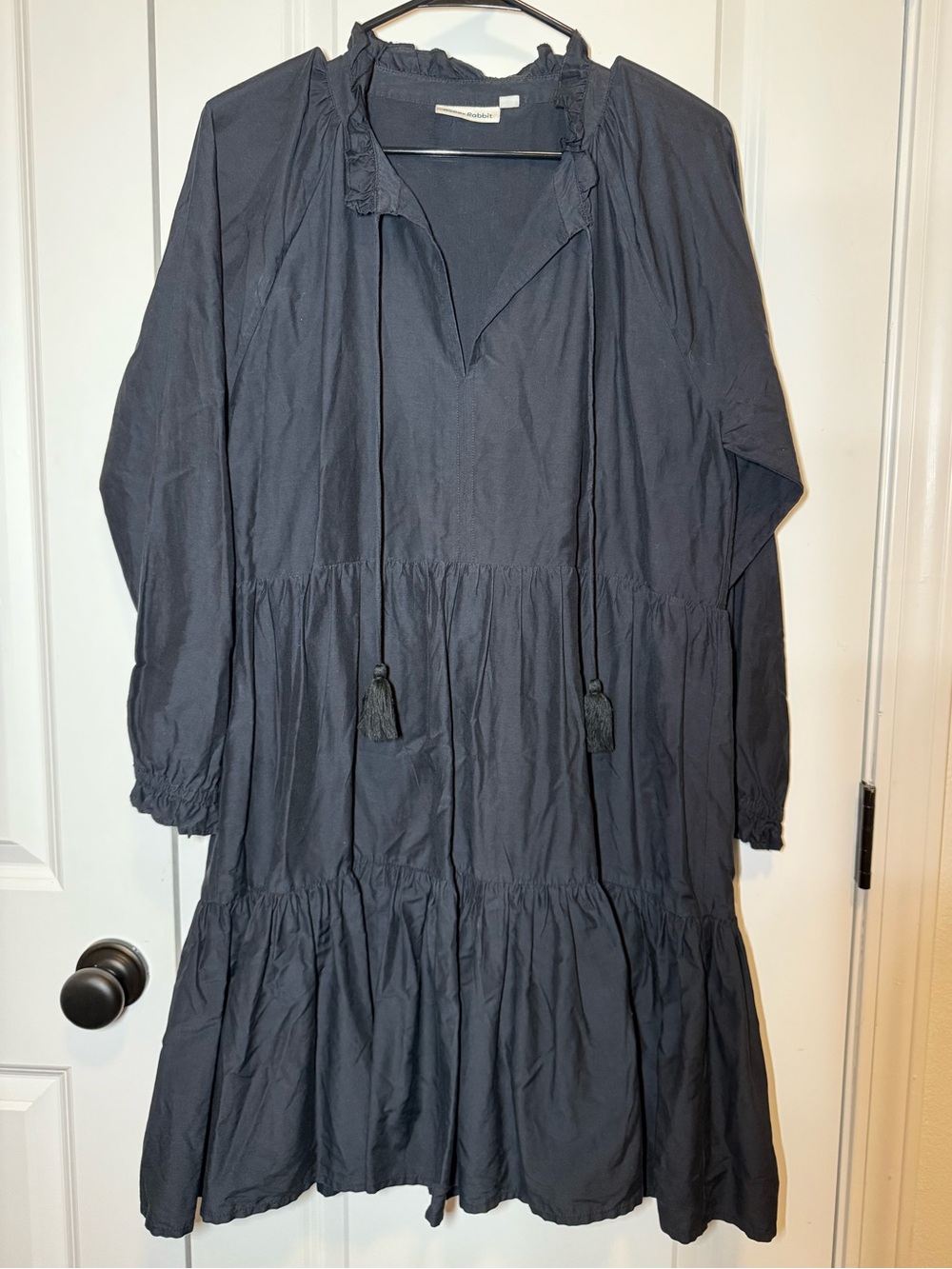 Roller Rabbit | Women's Black Long Sleeve Tiered Dress Tassels | Size M